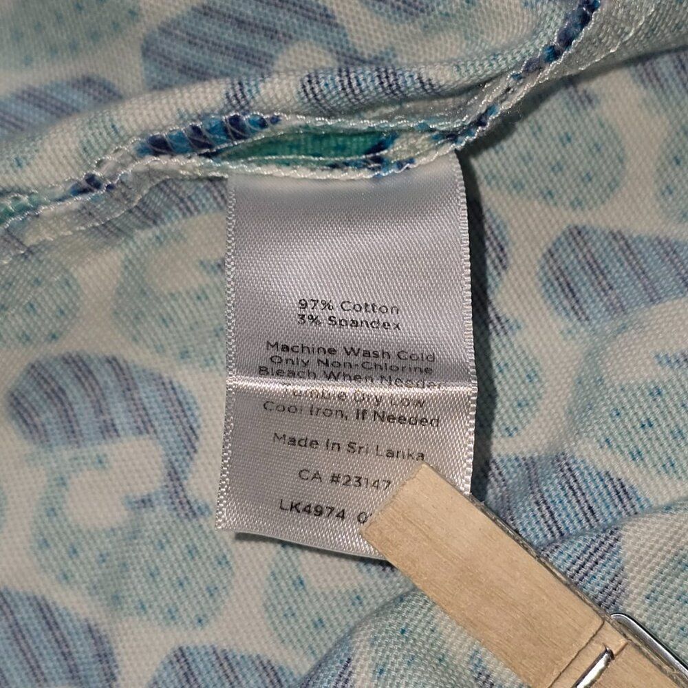 Talbots Twill Teal Blue Whale Print Pencil Skirt Preppy Nautical Beach Size 12 - Picture 4 of 9